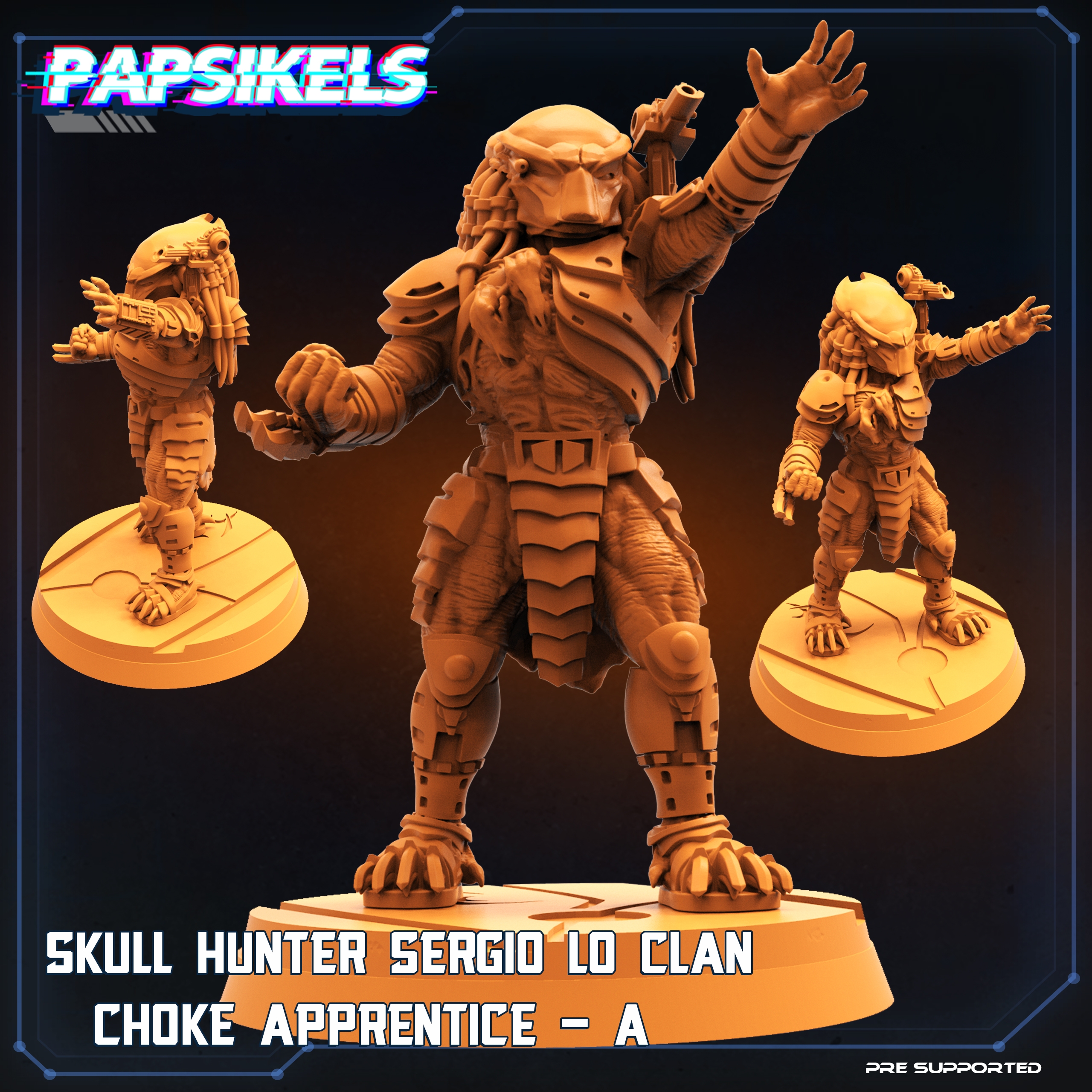 Clan hunter. Hunter Skull. Predator Miniature. Papsikels Miniatures Aliens. Predator Cyberpunk.